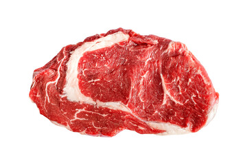 Closeup of raw meat on a white background, food ingredient art