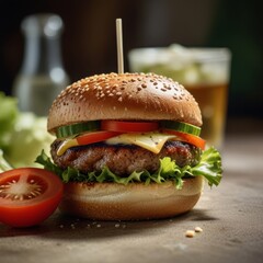 Fresh tasty burger for commercial ad and food promo