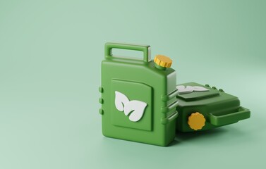 Green Energy Evolution, Eco-Friendly Gasoline Gallon 3D Icon. 3D render
