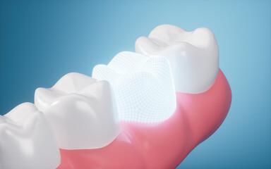 Human tooth model, white teeth, even teeth model, 3d rendering.