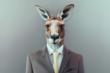 male kangaroo wearing a suit
