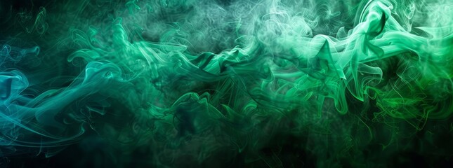 Fototapeta na wymiar l Green to dark green fluid texture fractal background, smoke texture render background