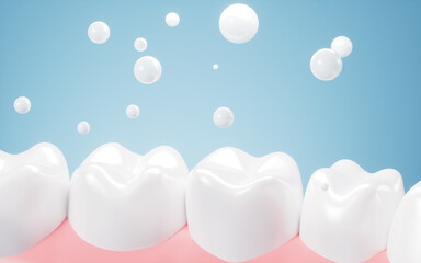 Human tooth model, white teeth, even teeth model, 3d rendering.