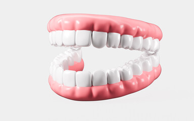 Human tooth model, white teeth, even teeth model, 3d rendering.