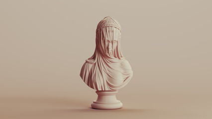 Young women bust clay statue sculpt elegant drapery neutral backgrounds soft tones 3d illustration render digital rendering - 780428509