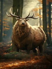 AI generated illustration of a fat deer in a forest