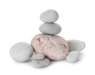 Fototapeta na wymiar Group of different stones isolated on white