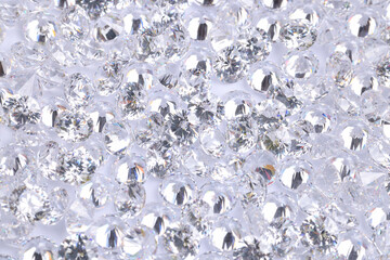 Many beautiful shiny diamonds as background, above view