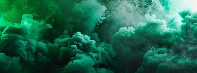 l Green to dark green fluid texture fractal background, smoke texture render background