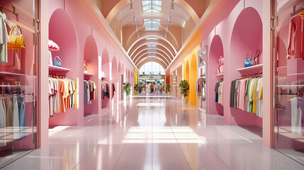 Modern Mall Ambiance, A Glimpse into Retail Luxury and Fashion, The Heart of Urban Shopping - obrazy, fototapety, plakaty