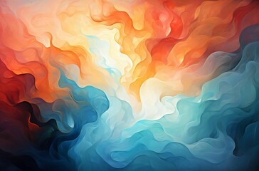 AI generated illustration of a vibrant and eye-catching abstract painting featuring curvy waves - obrazy, fototapety, plakaty