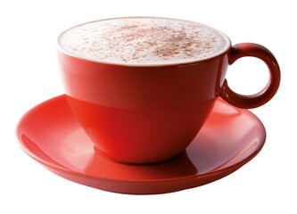 Kaffee Cappucino in roter Tasse