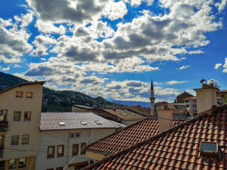 Roofs and minaret of the city Sarajevo