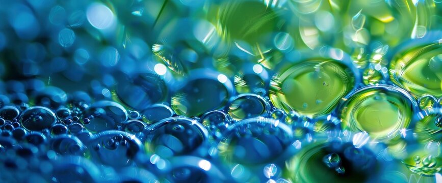 abstract background of blue and green, bubbles,photo contest winner. detailed texture, natural light, colorful, vibrant, high resolution, high detail, highly textured, professional photography