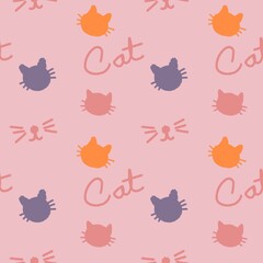 Cats Seamless Pattern Hand drawn style Background