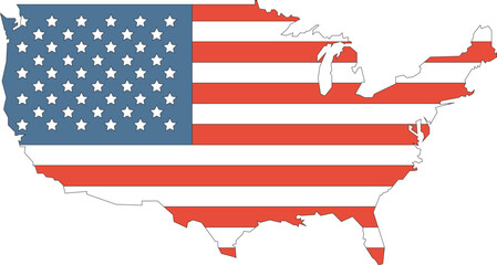 Vector illustration of the flat flag of United States of America cropped inside its territory