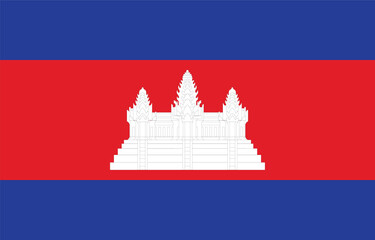 Vector illustration of the flat flag of Cambodia 