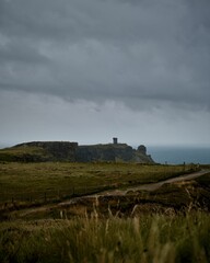 Fototapeta na wymiar Vertical shot of the Moher cliffs in Ireland.