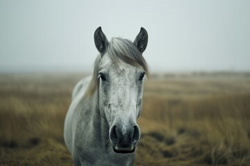 AI generated illustration of a horse in an empty field