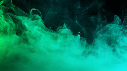 green smoke on dark background - obrazy, fototapety, plakaty