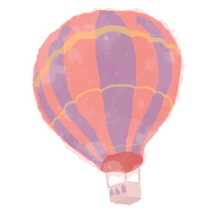 Fototapeta premium Pink and purple hot air balloon isolated on a white background