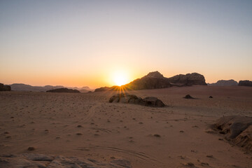 Sunset in the Wadi Rum desert, Jordan