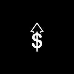 Obraz premium Investment growth Money Chart icon isolated on black background