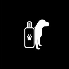Dog shampoo icon isolated on black background