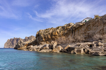 Fototapeta na wymiar Bay of Cala Carbo at Cala Sant Vicenç on the island of Mallorca, Balearic Islands, Spain. 