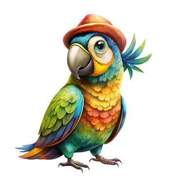 cute one parrots full body vibrant brush color