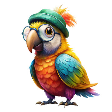 cute one parrots full body vibrant brush color