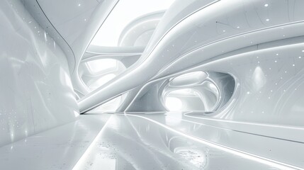 a very shiny looking building with a strange roof and ceiling