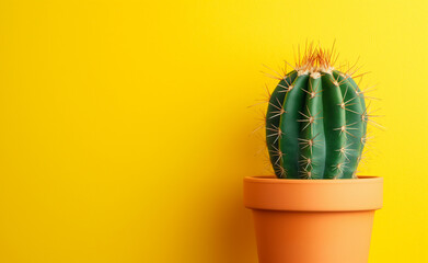 Cactus on Yellow Background