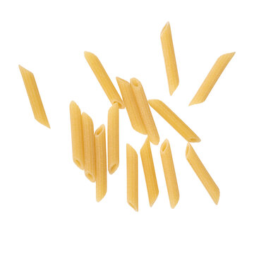 pasta penne rigate trafilate a bronzo scontornata su sfondo trasparente