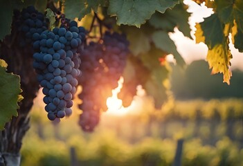 Fototapeta premium AI generated illustration of fresh grapes growing on a tree branch