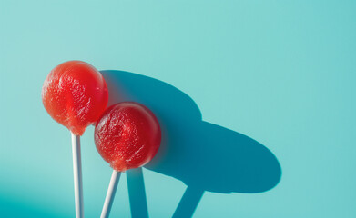 Lollipops on Pastel Blue Background