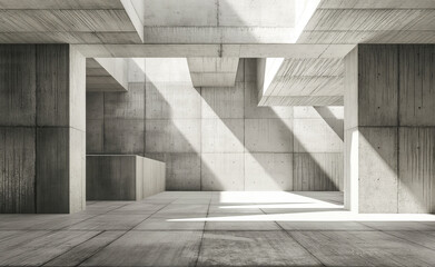 Concrete Canvas: Abstract Interior Design Amid Architectural Backdrop	
