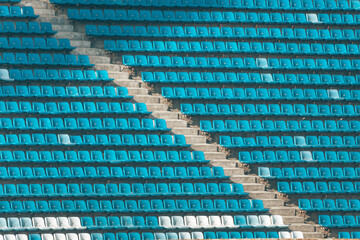 Large Aligned blue lines of empty theater seats