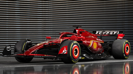 Naklejka premium Ferrari SF-24 F1 2024 Formula One car in photo studio.