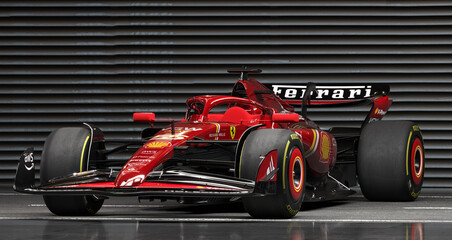 Fototapeta premium Ferrari SF-24 F1 2024 Formula One car in photo studio.
