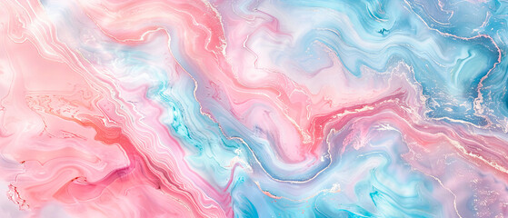 Pink and Blue Marble Texture, Artistic Liquid Flow Design, Abstract Paint Background, Modern Art Concept