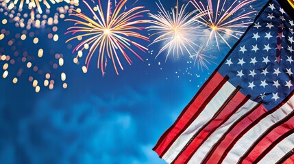 American Flag and Fireworks Celebration