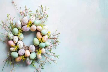 Easter eggs in an Easter wreath
