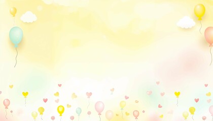 Cheerful Children's Party Background with Pastel Balloons - AI Generated Digital Art