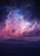 Fototapeta na wymiar AI generated illustration of a night sky filled with purple twinkling stars and billowy clouds