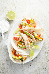 Homemade chicken taco with avocado