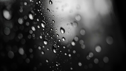 AI generated illustration of a close-up of raindrops on a window during a rainy day - obrazy, fototapety, plakaty