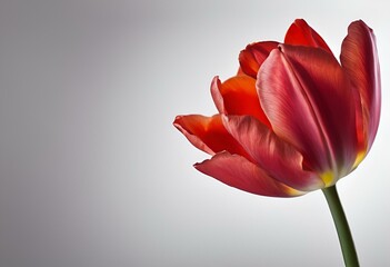 AI generated illustration of a tulip flower on a stem isolated against a clear sky