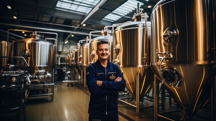 Obraz na płótnie Canvas Brewmaster Standing Confidently in Brewery