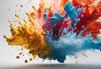 AI generated illustration of vibrant splashes of colored substance in mid-air